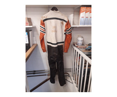 70-er Jahre Daytona Honda Leder 1-Teilige Kombi 50 Weiss-Orange-Braun - 2