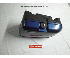 CAGIVA River 600 Seitenkoffer Links + Rechts mit Halter in blau