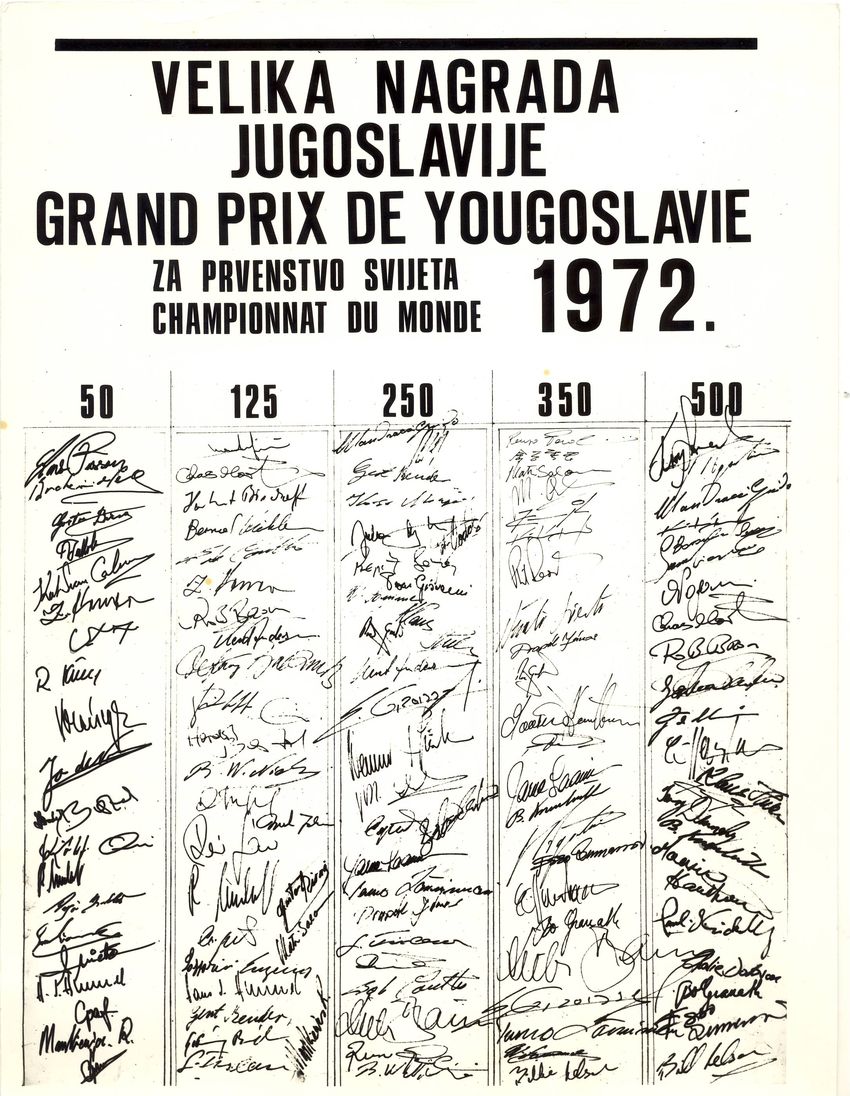1972, Starterliste GP Jugoslawien, Rennstrecke Preluk
