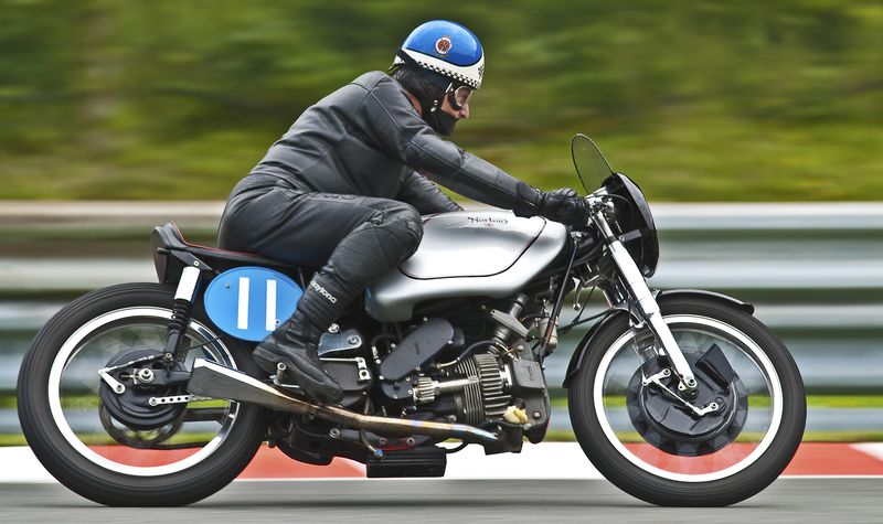 Franz Schleifer, 500ccm Norton Manx mit liegendem Zylinder (Eigenbau)
