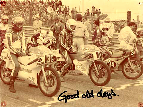 Good old days 
1 Bianci, 36 Terry Espie, 34 Angel Nieto, Lazzarini, 45 Harald Bartol and August Auinger
