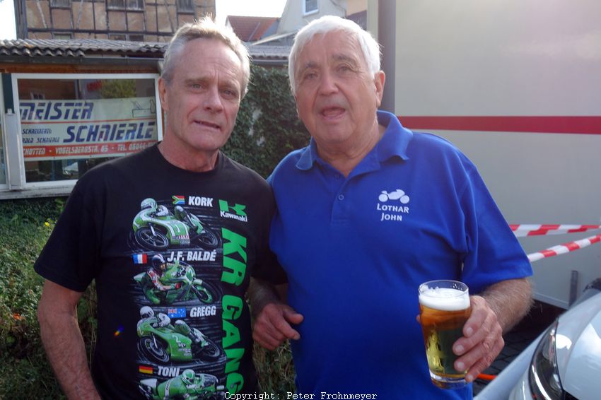 Schottenring GP 2015
Hugh Neville "Kork" Ballington aus Südafrika, 4x Weltmeister + Lothar John
