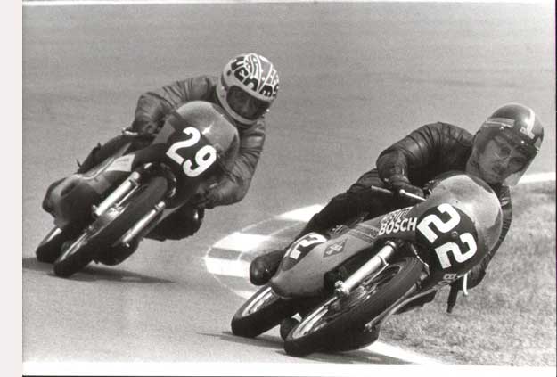 Assen 1974
Rudi Weiß (22),  Xaver Tschannen (29) Maico 125ccm
