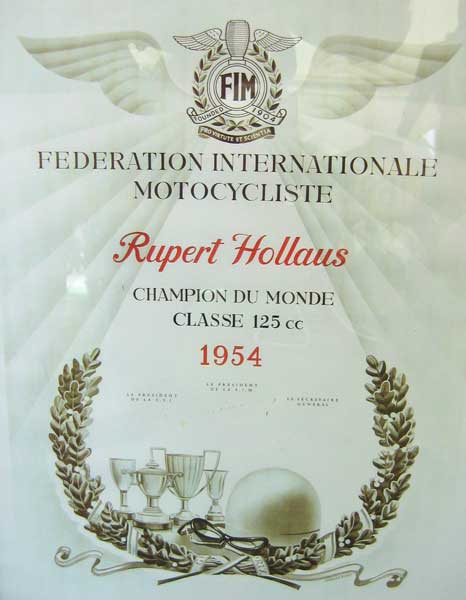Rupert Hollaus
Champion du Monde, Classe 125ccm, 1954
