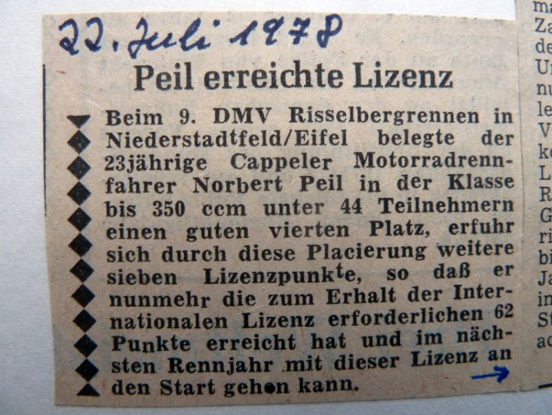 1978 B-Lizenz OMK Pokal
Alle nötigen Punkte für die Internationale Lizenz waren erreicht!
