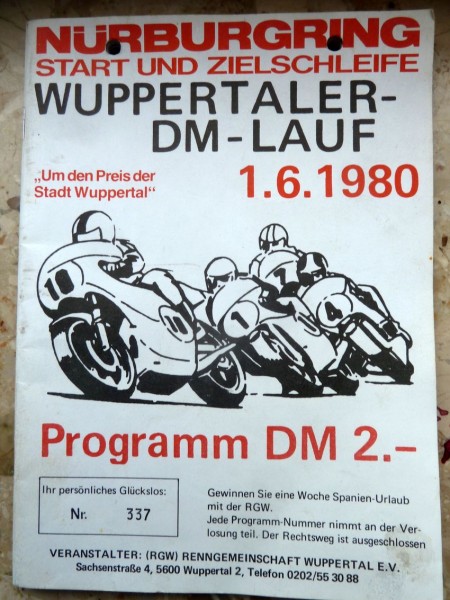 1980 I-Lizenz
Preis der Stadt Wuppertal
Nürburgring Start/Zielschleife 
