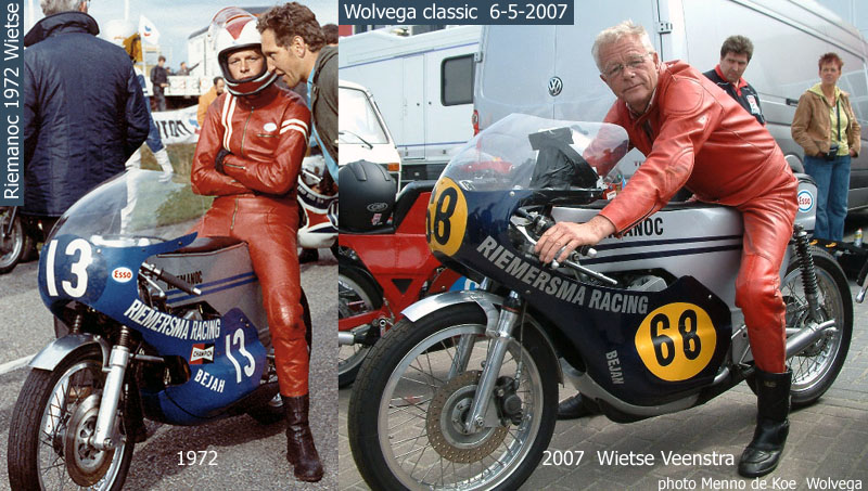 35 years after .. Wietse Veenstra 1972 and 2007
Wietse Veenstra (62) at the classic races in Wolvega on the Michel du Maine Riemanoc
http://www.saltmine.org.uk/kgb/mdum.html

