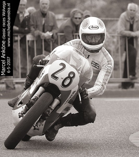 Marcel Ankoné
Marcel Ankoné on his 500 cc  Suzuki 
in Wolvega (photo Michelle Hamstra) 
