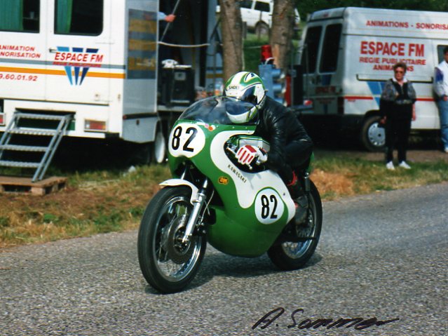 Andreas Sommer beim Start in Kleindal
Kawasaki H2 750ccm 1971
