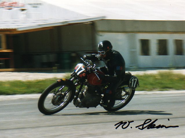 Walter Steiner in der Zielkurve von Lignieres auf Gilera Saturno 500cm 1940
