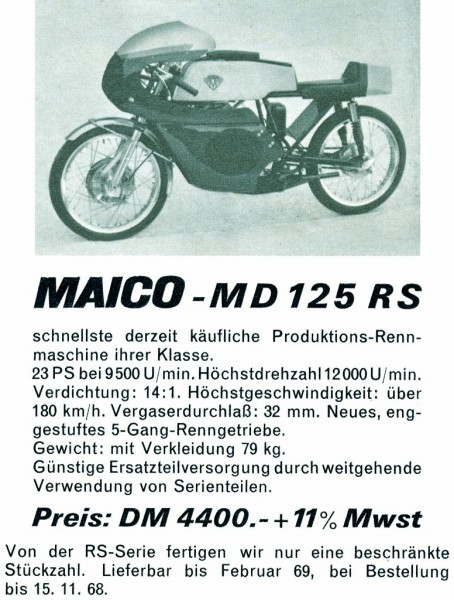 RS125 Prospekt
für die IFMA 1968  
