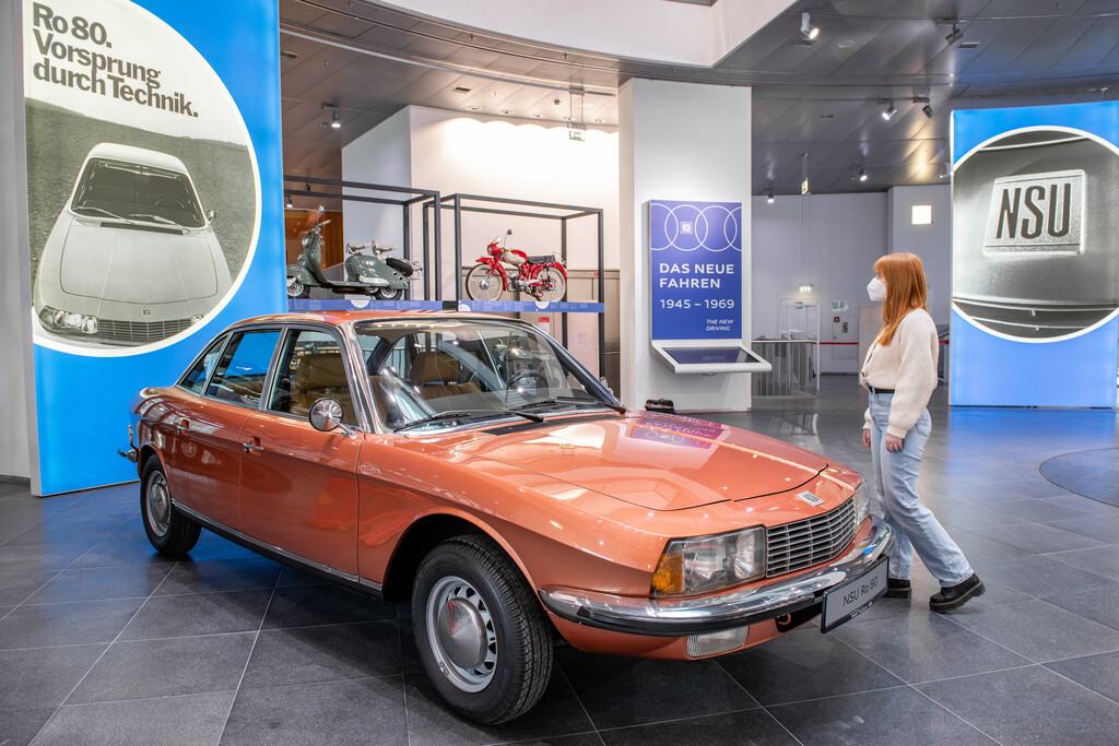 Exhibit in the new special exhibition “Der fünfte Ring” at the Audi museum mobile: In 1967, the NSU Ro 80 was the first german automobile to win “Car of the Year”.